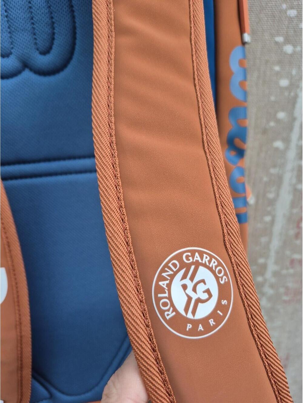 Wilson Roland Garros Super Tour Tennis Backpack 2 Racket Bag Blue / White / Navy - Picture 10 of 12